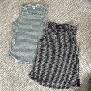 Two Athleta Striped Sleeveless Tops Set